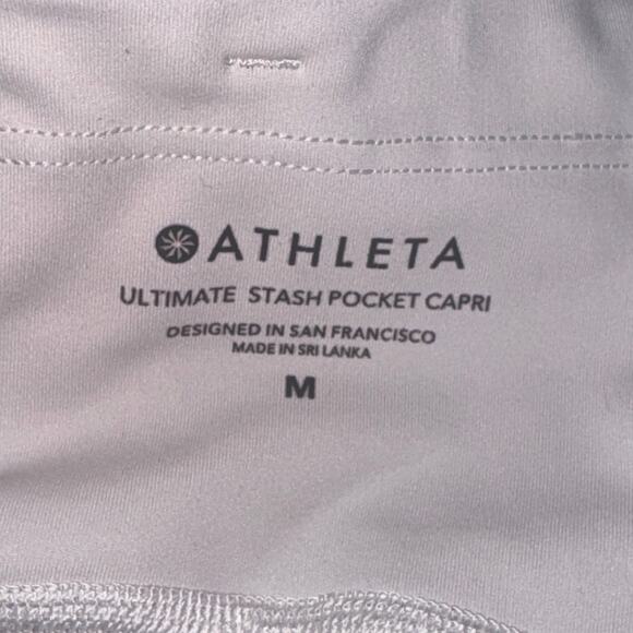 Athleta Ultimate Stash Pocket Capri Women's Size M Bone Gray Mid Rise Leggings - Picture 5 of 6
